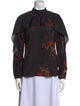 Red Valentino Floral Print Mock Neck Blouse