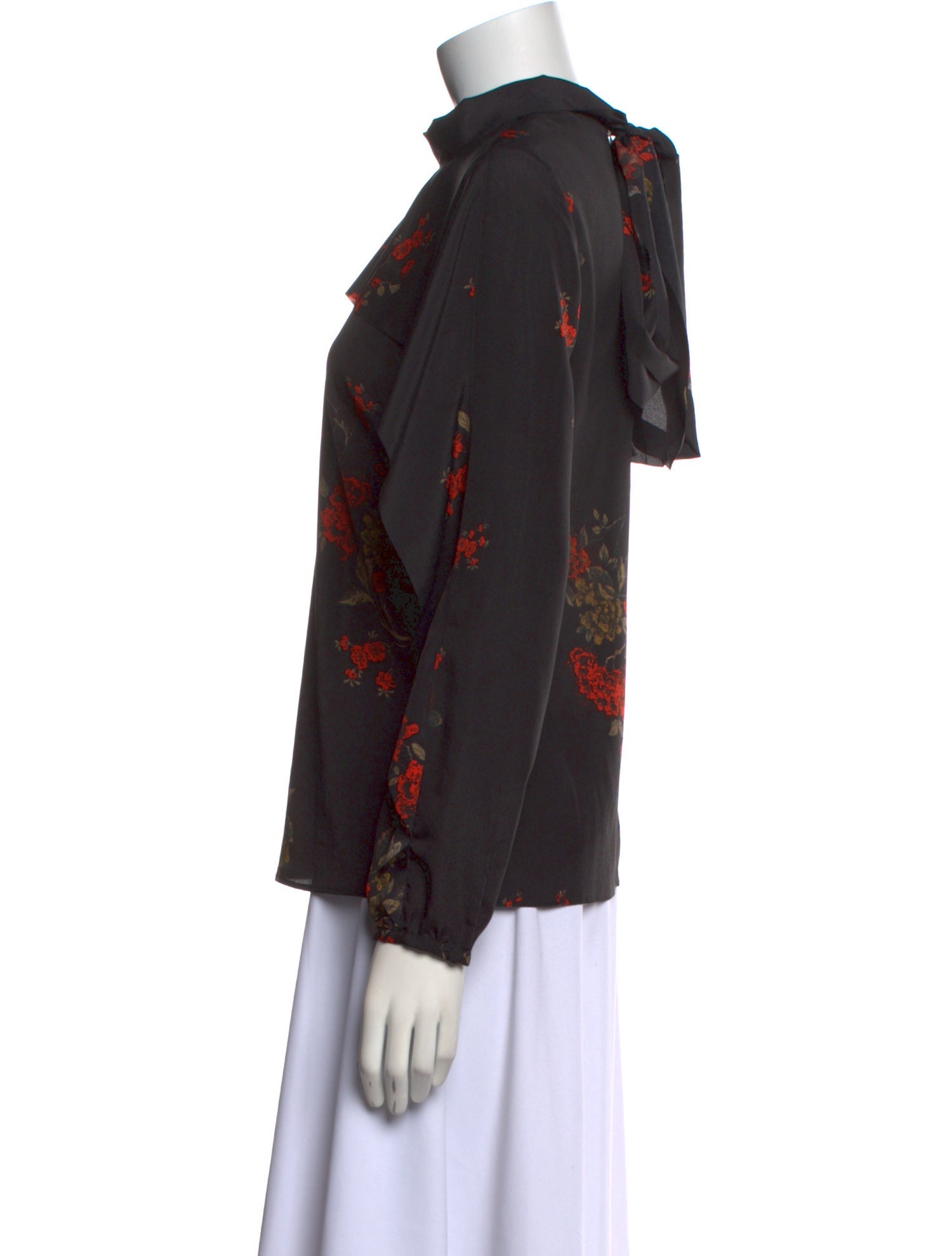 Red Valentino Floral Print Mock Neck Blouse