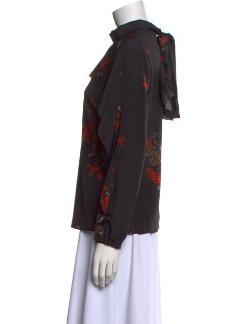 Red Valentino Floral Print Mock Neck Blouse