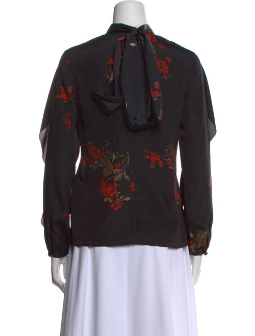 Red Valentino Floral Print Mock Neck Blouse