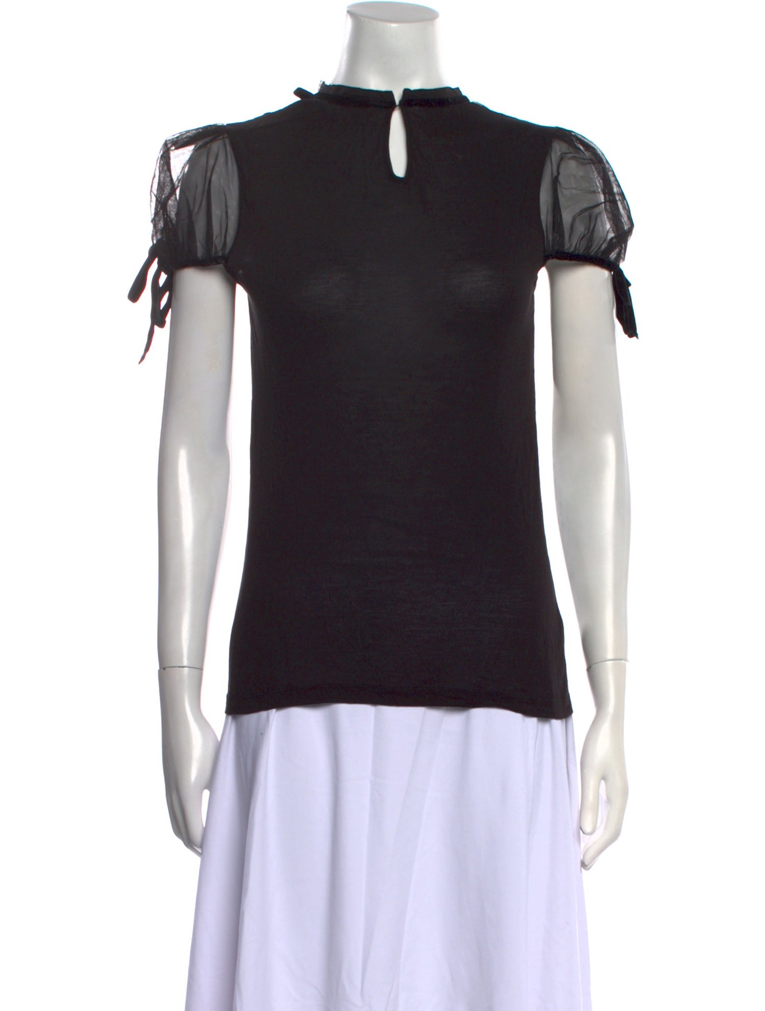 Red Valentino Mock Neck Short Sleeve Top