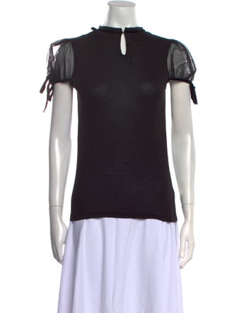 Red Valentino Mock Neck Short Sleeve Top