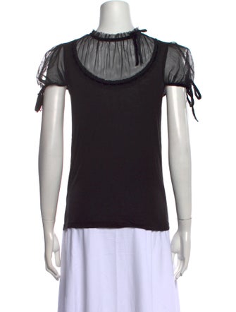 Red Valentino Mock Neck Short Sleeve Top