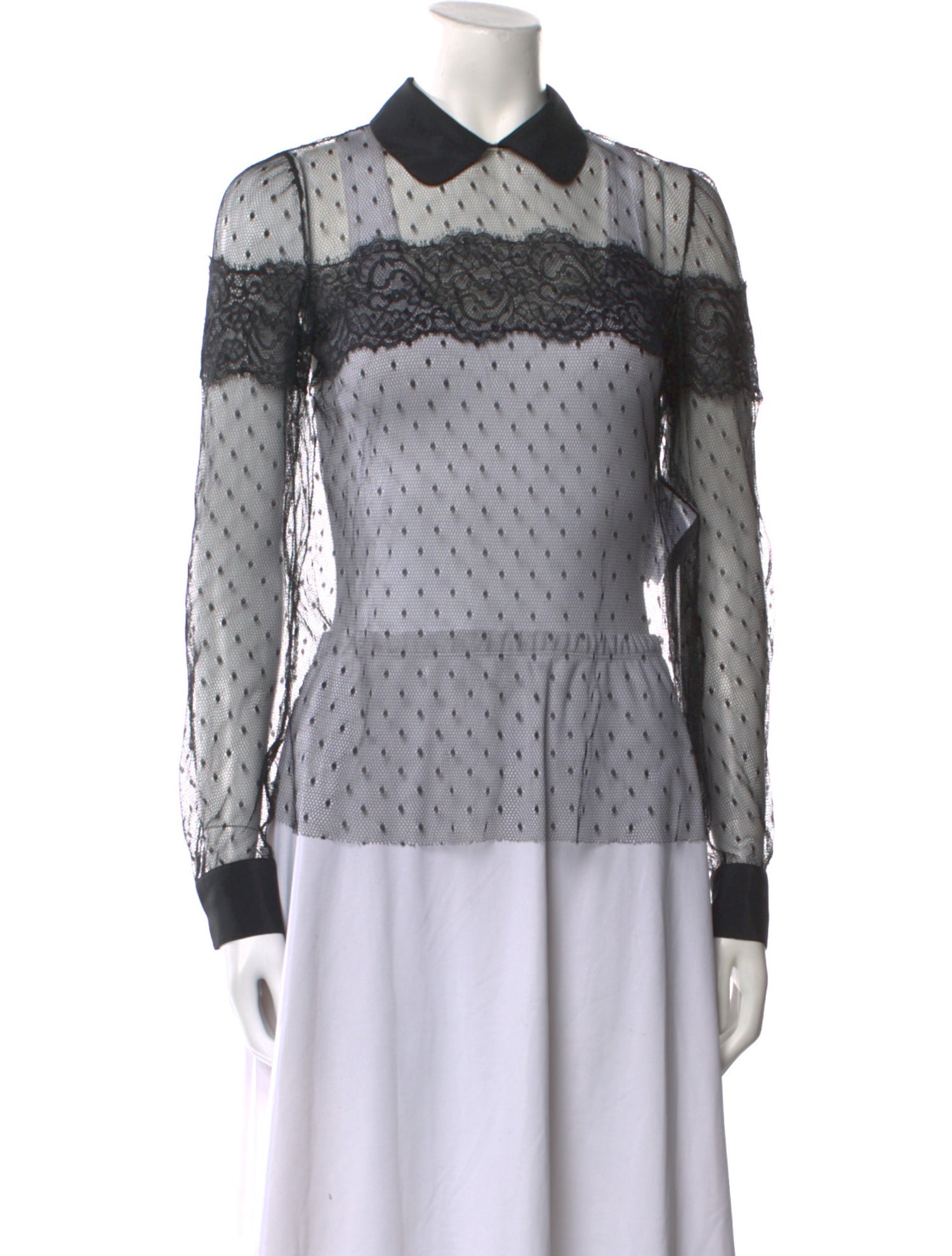 Red Valentino Lace Printed Button-Up Top