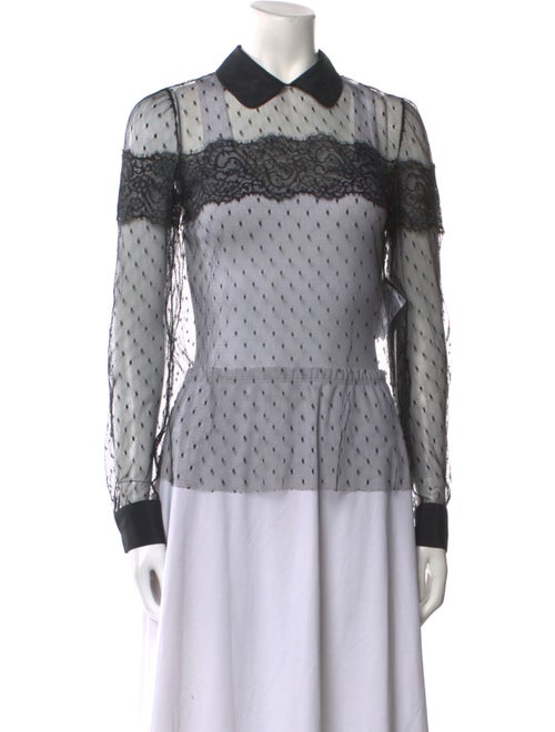 Red Valentino Lace Printed Button-Up Top