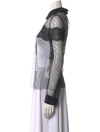 Red Valentino Lace Printed Button-Up Top