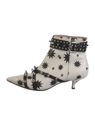 Red Valentino Leather Printed Lace-Up Boots