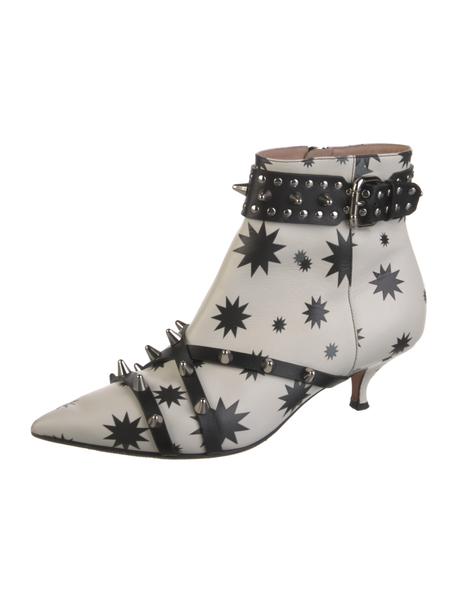 Red Valentino Leather Printed Lace-Up Boots