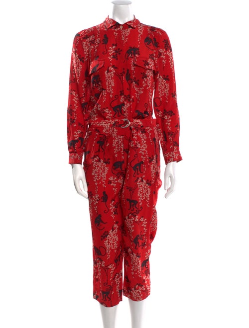 Red Valentino Silk Floral Print Jumpsuit