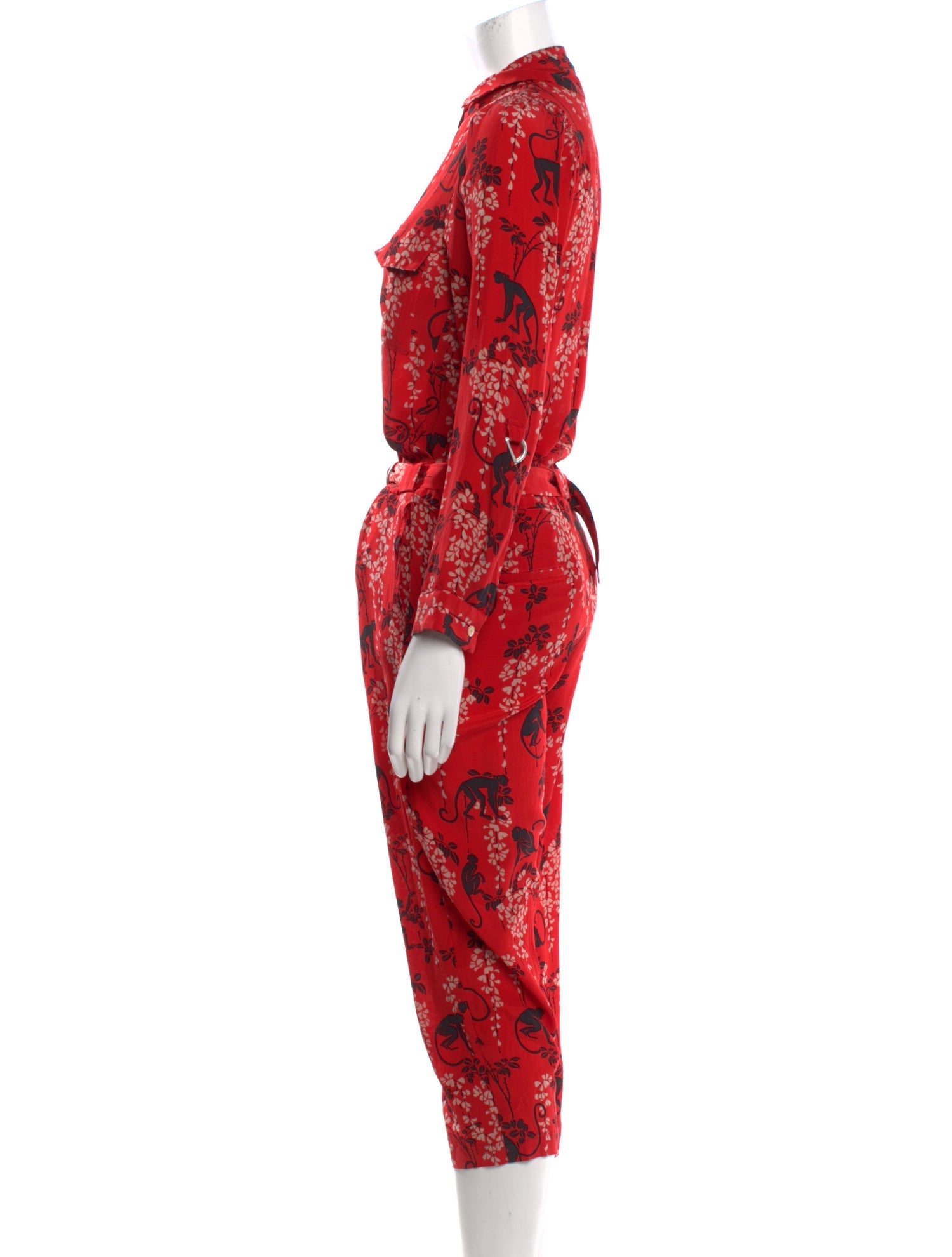 Red Valentino Silk Floral Print Jumpsuit