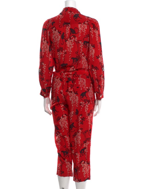 Red Valentino Silk Floral Print Jumpsuit