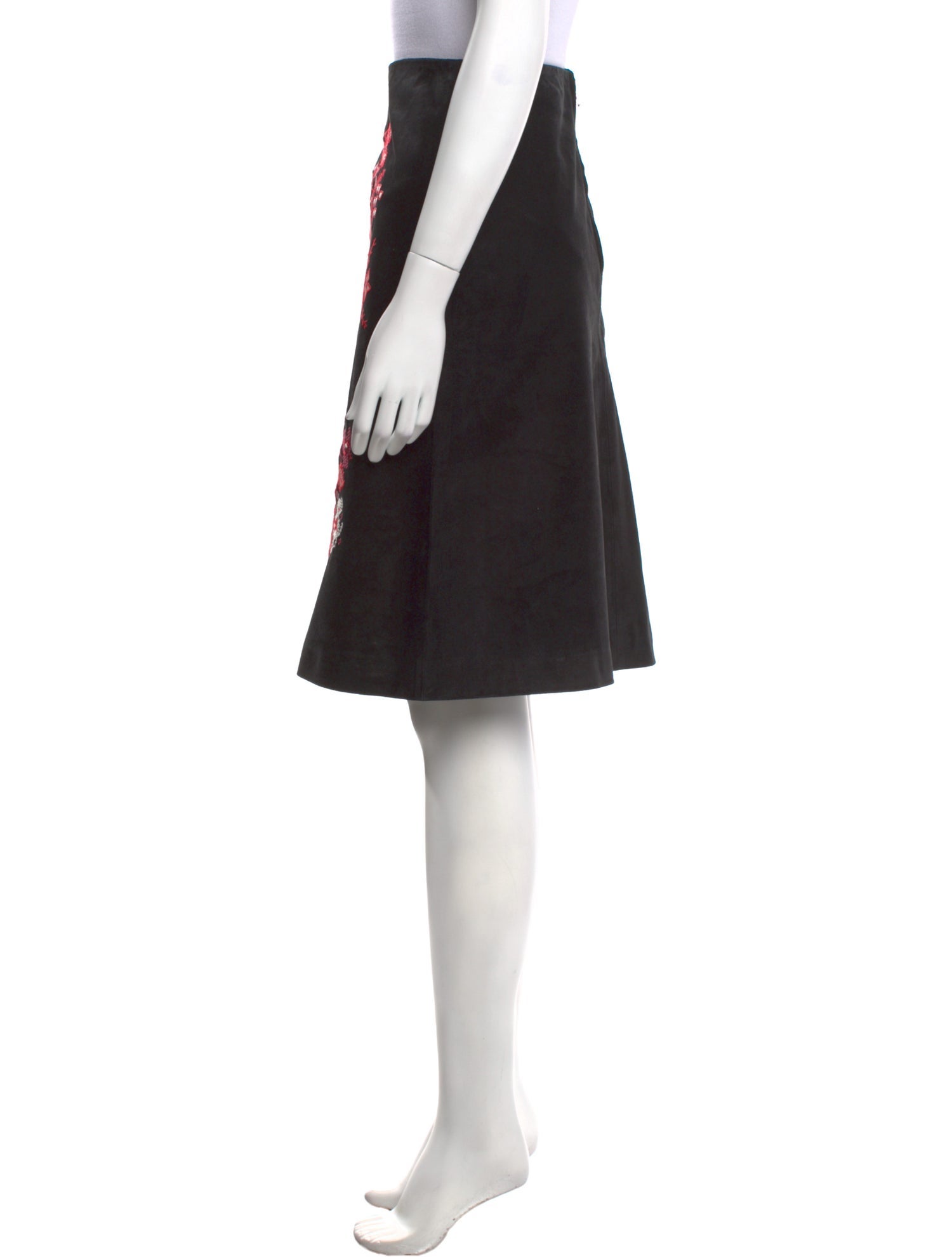 Red Valentino Calf Leather Knee-Length Skirt