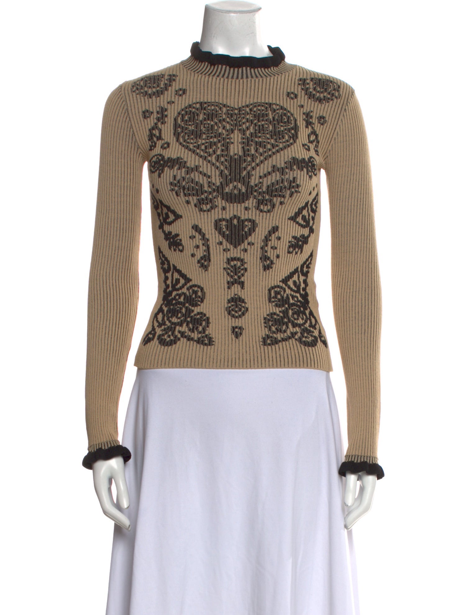 Red Valentino Paisley Print Mock Neck Top