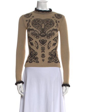 Red Valentino Paisley Print Mock Neck Top