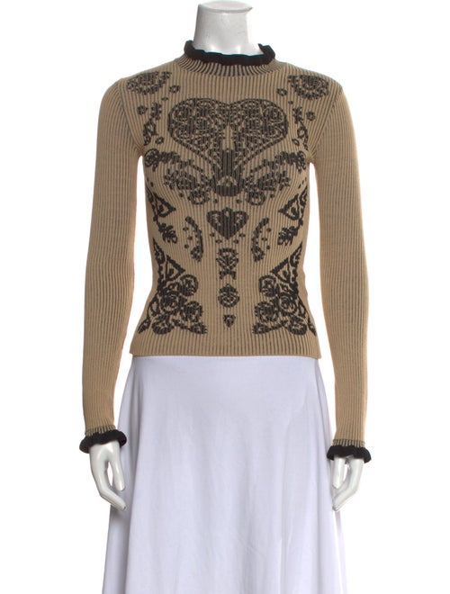 Red Valentino Paisley Print Mock Neck Top