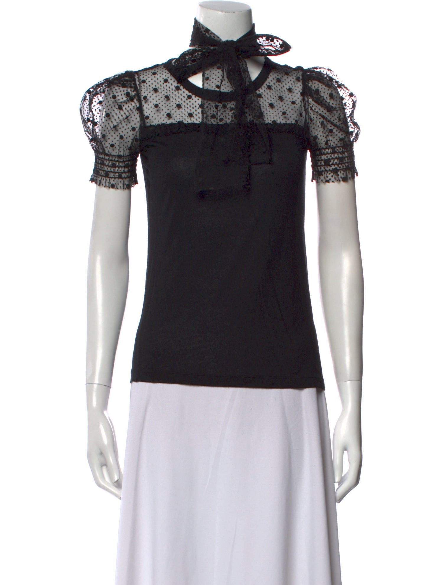 Red Valentino Lace Pattern Mock Neck Polo
