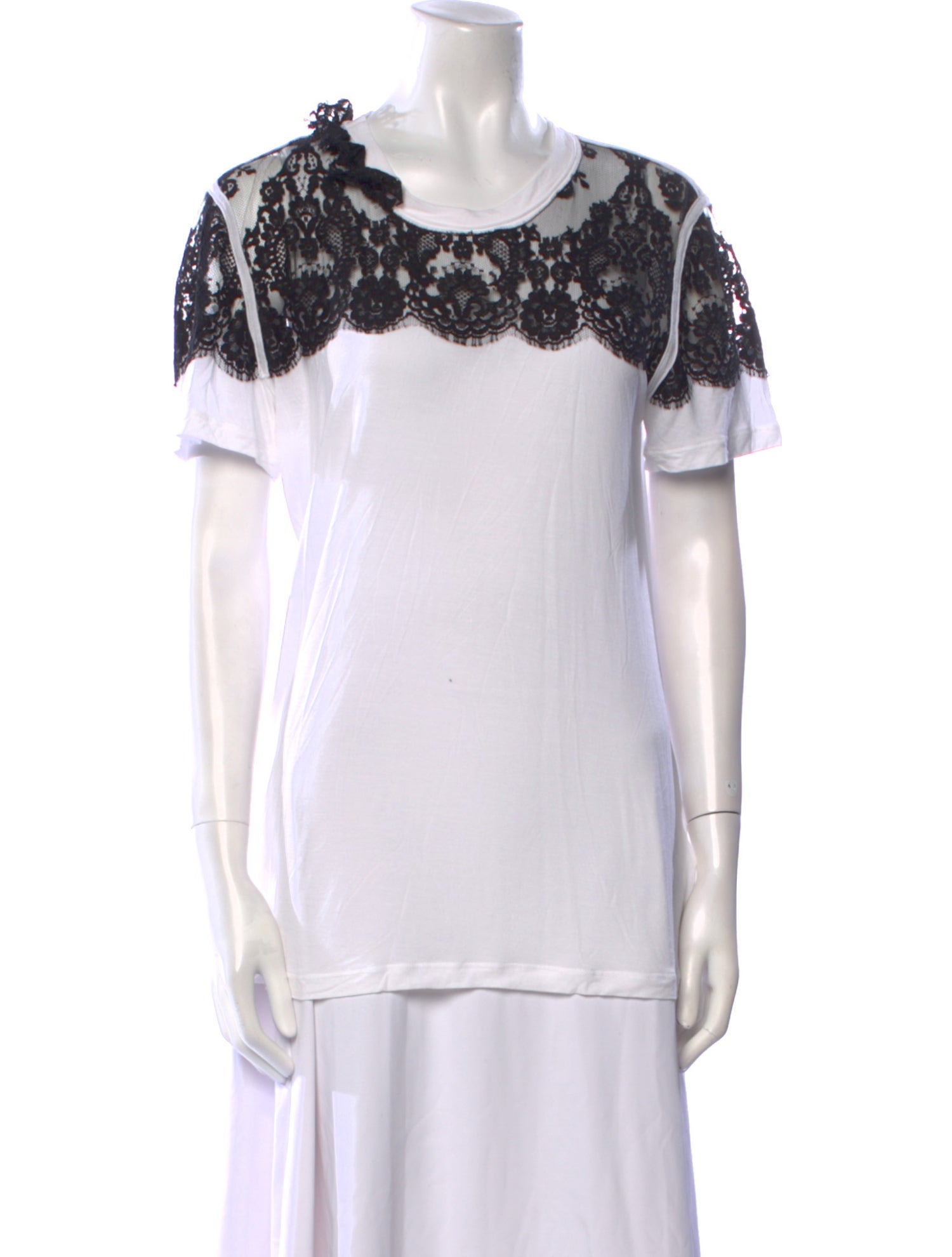 Red Valentino Lace Pattern Scoop Neck T-Shirt
