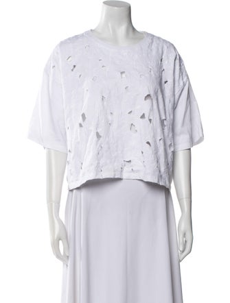 Red Valentino Scoop Neck Short Sleeve Crop Top