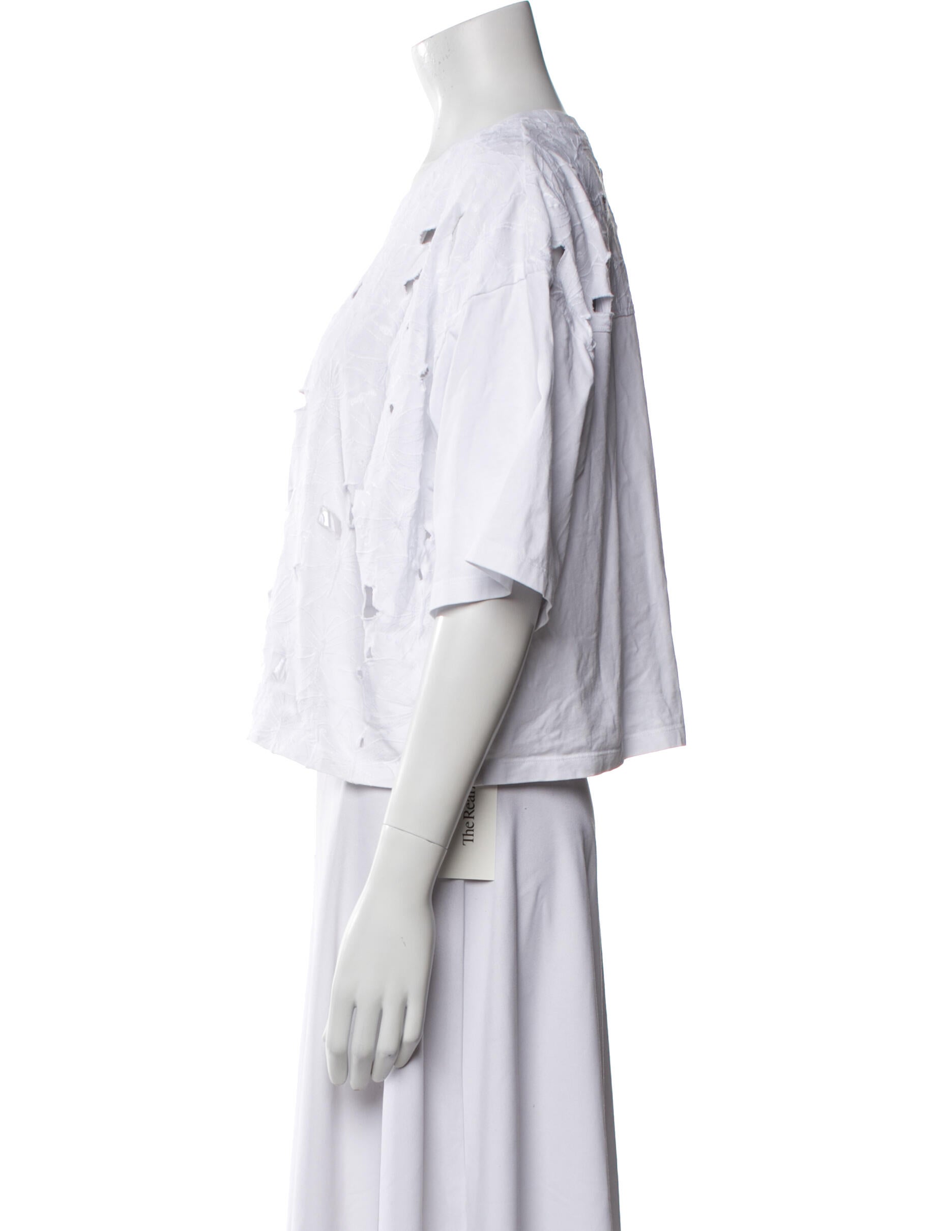 Red Valentino Scoop Neck Short Sleeve Crop Top