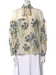 Red Valentino Silk Floral Print Button-Up Top