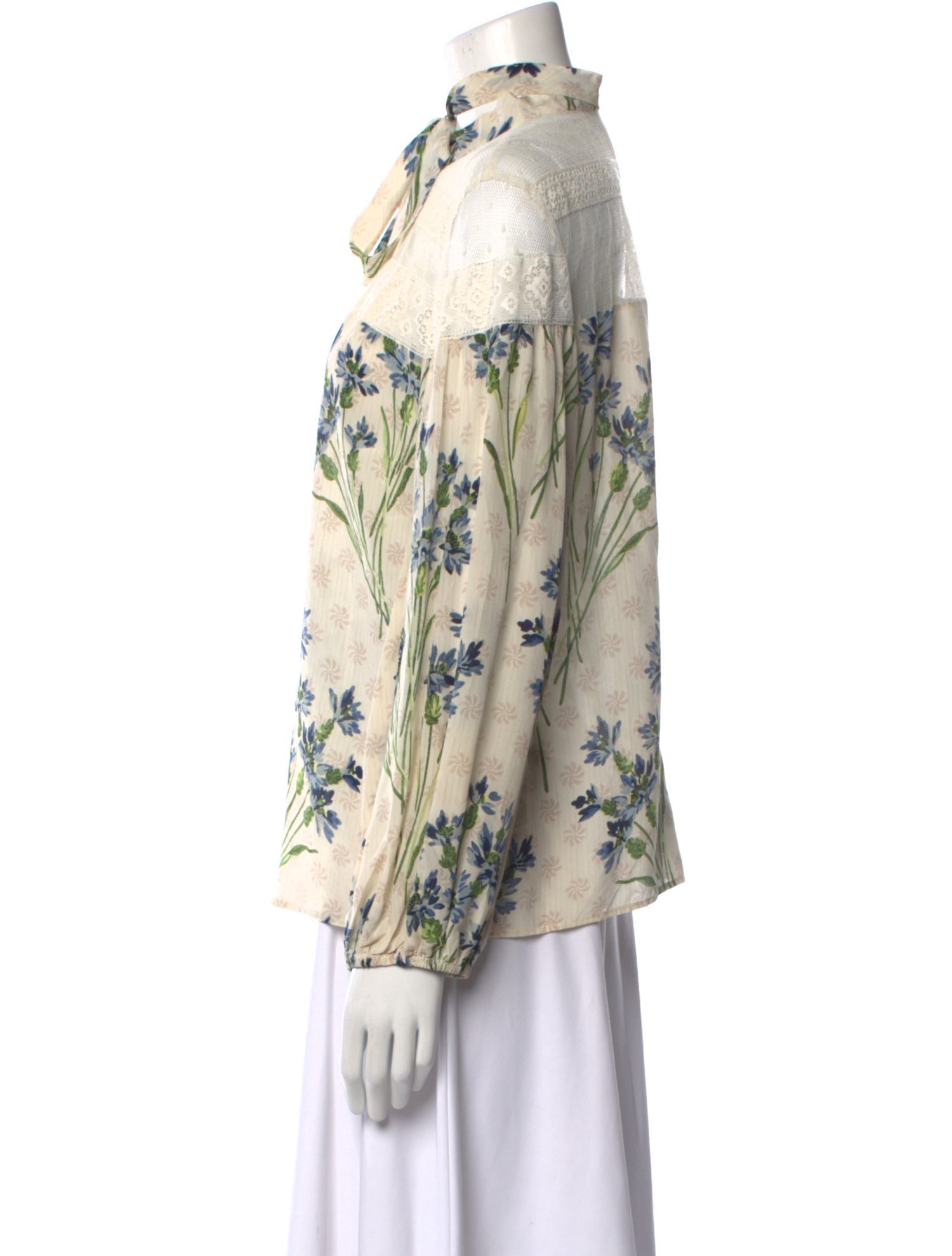 Red Valentino Silk Floral Print Button-Up Top