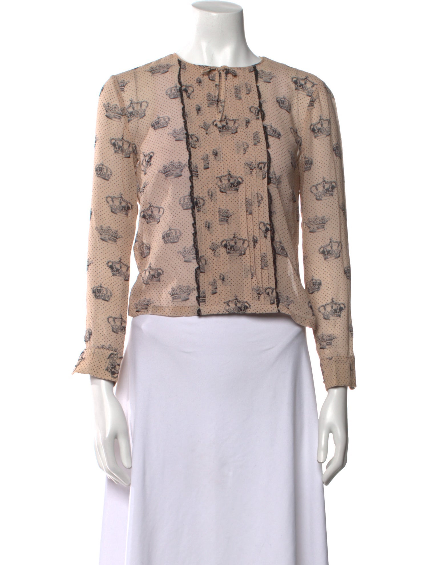 Red Valentino Floral Print Crew Neck Crop Top