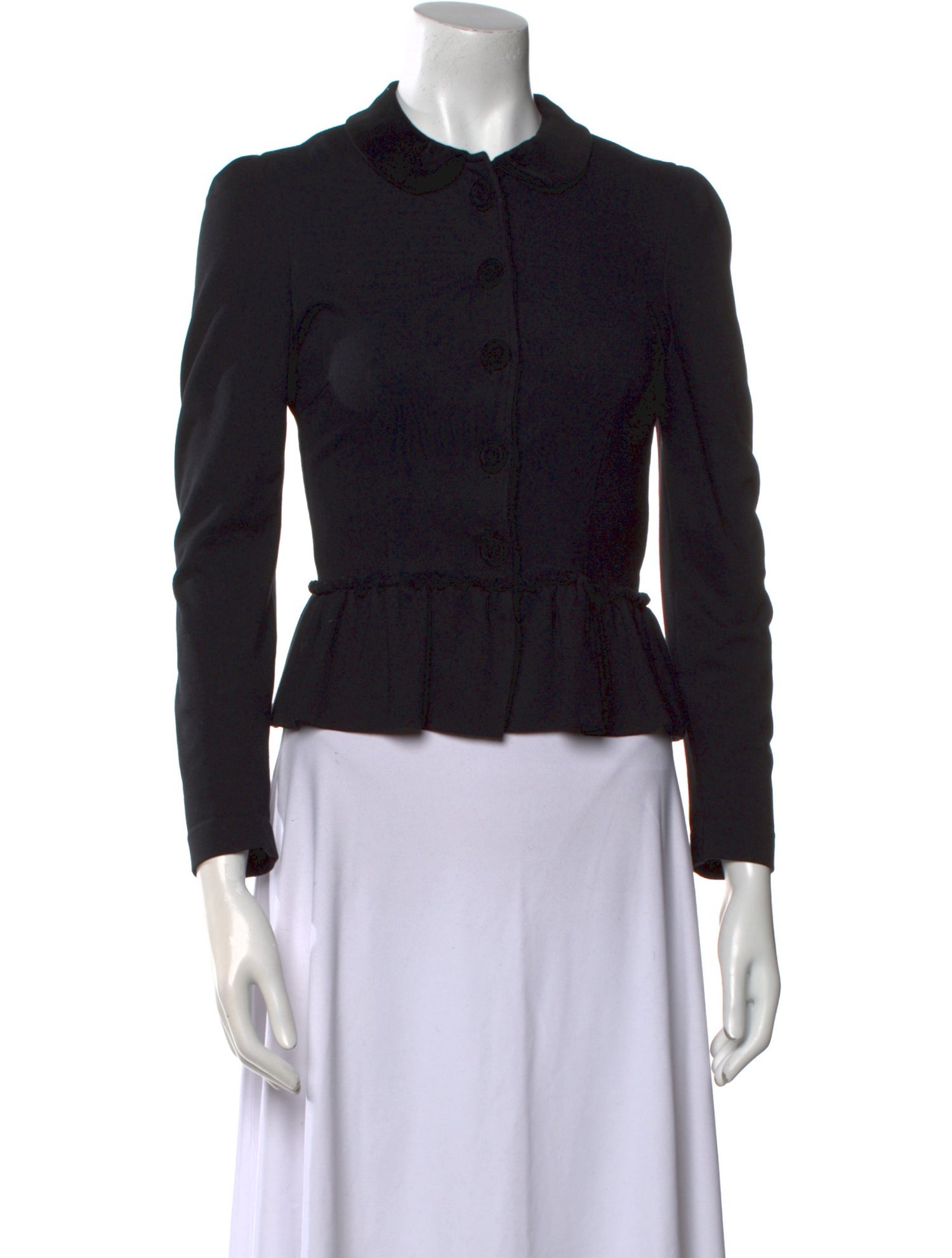 Red Valentino Mock Neck Long Sleeve Button-Up Top