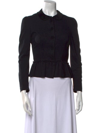 Red Valentino Mock Neck Long Sleeve Button-Up Top