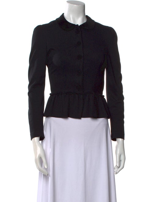 Red Valentino Mock Neck Long Sleeve Button-Up Top