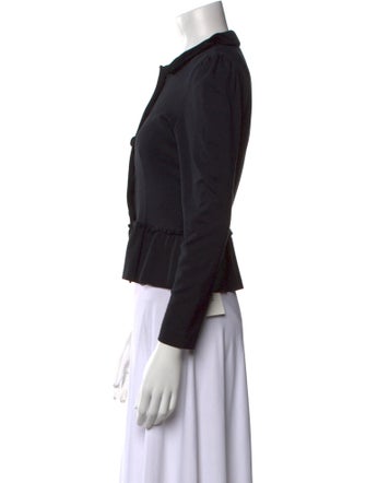 Red Valentino Mock Neck Long Sleeve Button-Up Top