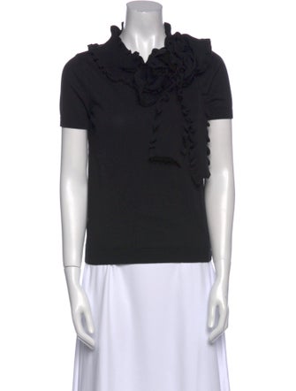 Red Valentino Mock Neck Short Sleeve Sweatshirt