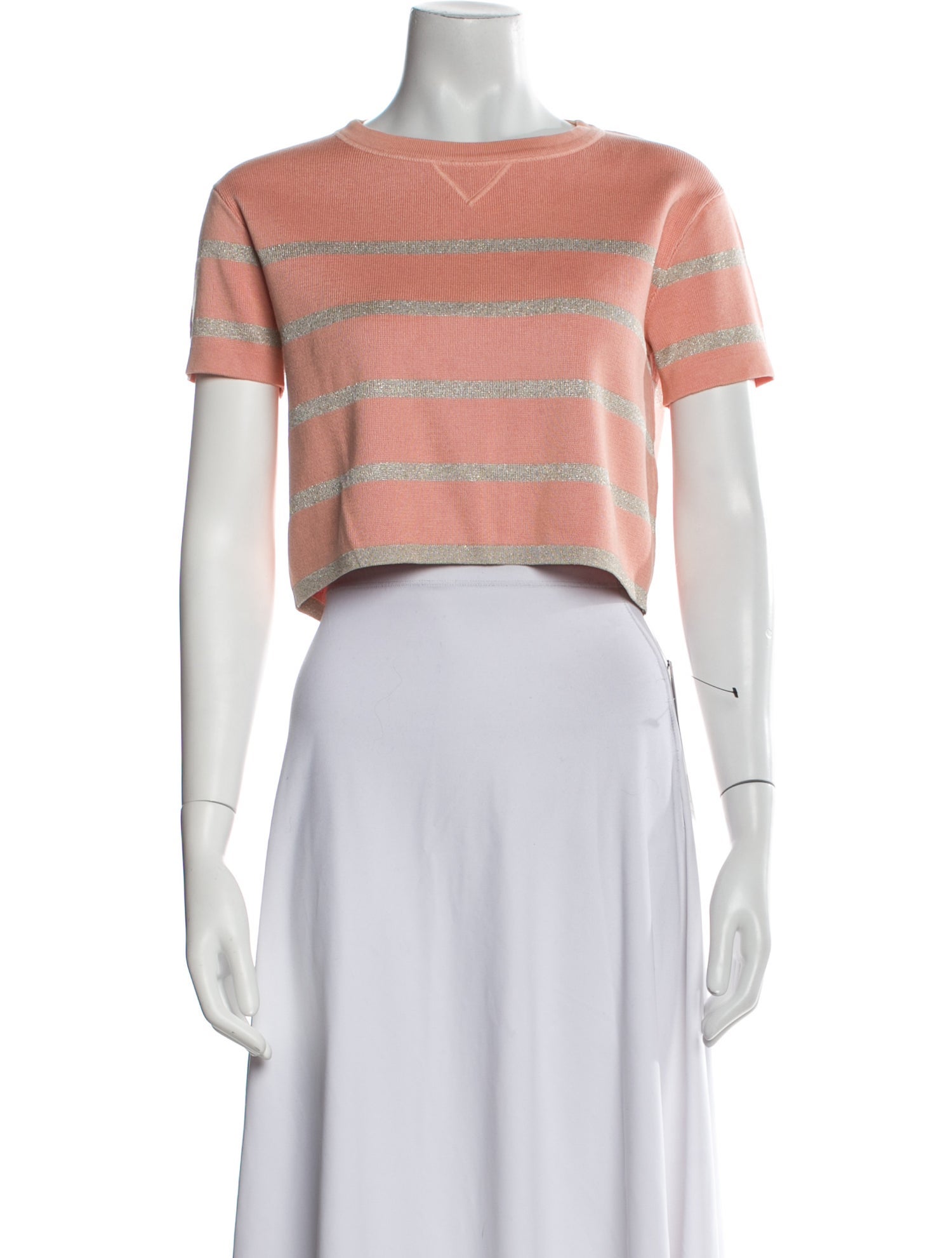 Red Valentino Striped Bateau Neckline Crop Top