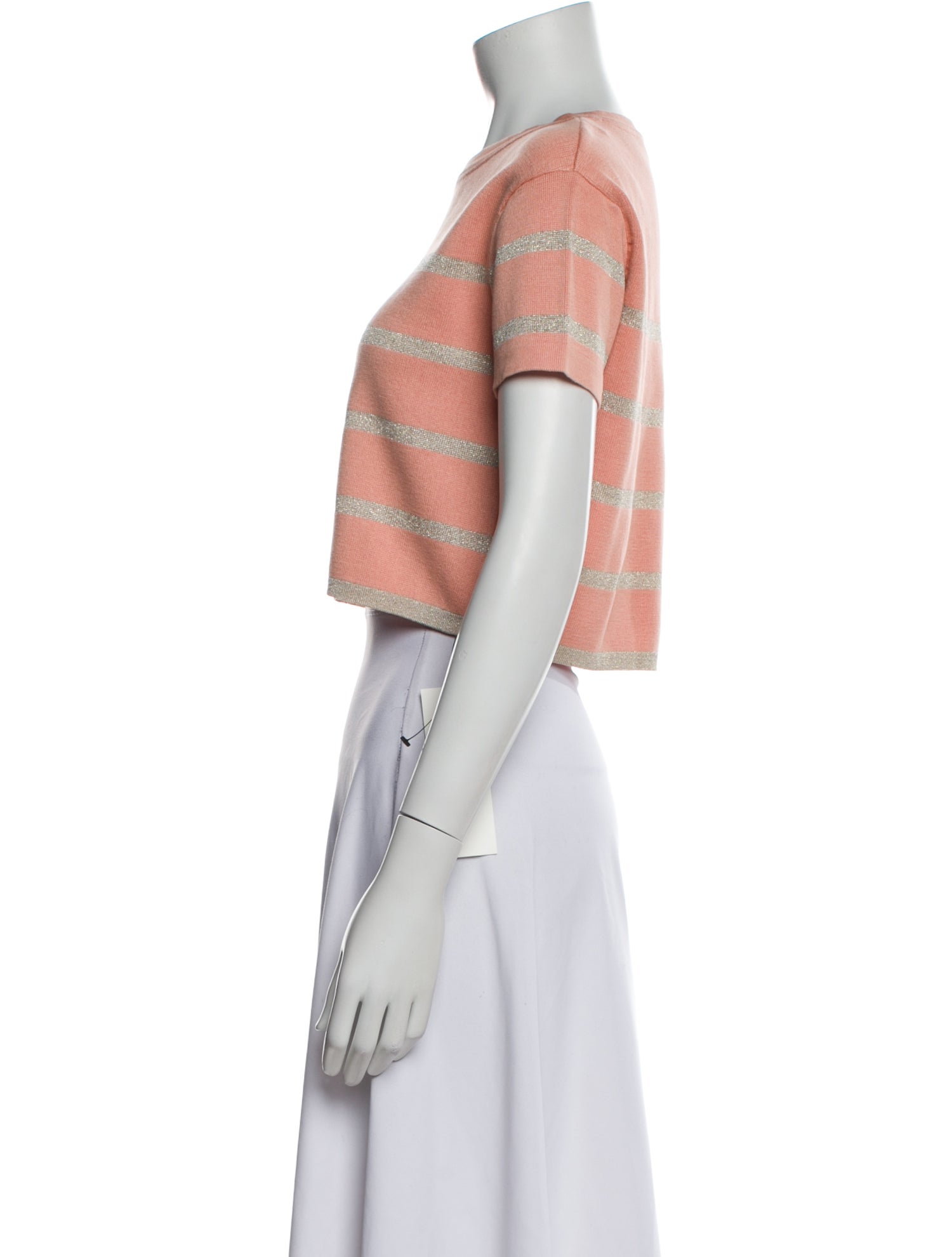 Red Valentino Striped Bateau Neckline Crop Top