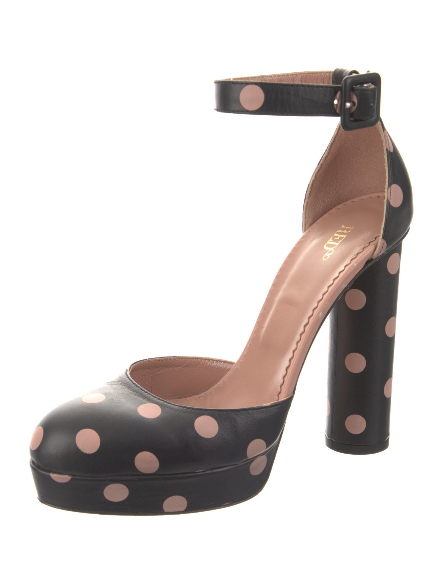 Red Valentino Leather Polka Dot Print D'Orsay Pumps