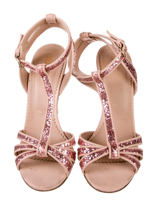 Red Valentino Leather T-Strap Sandals