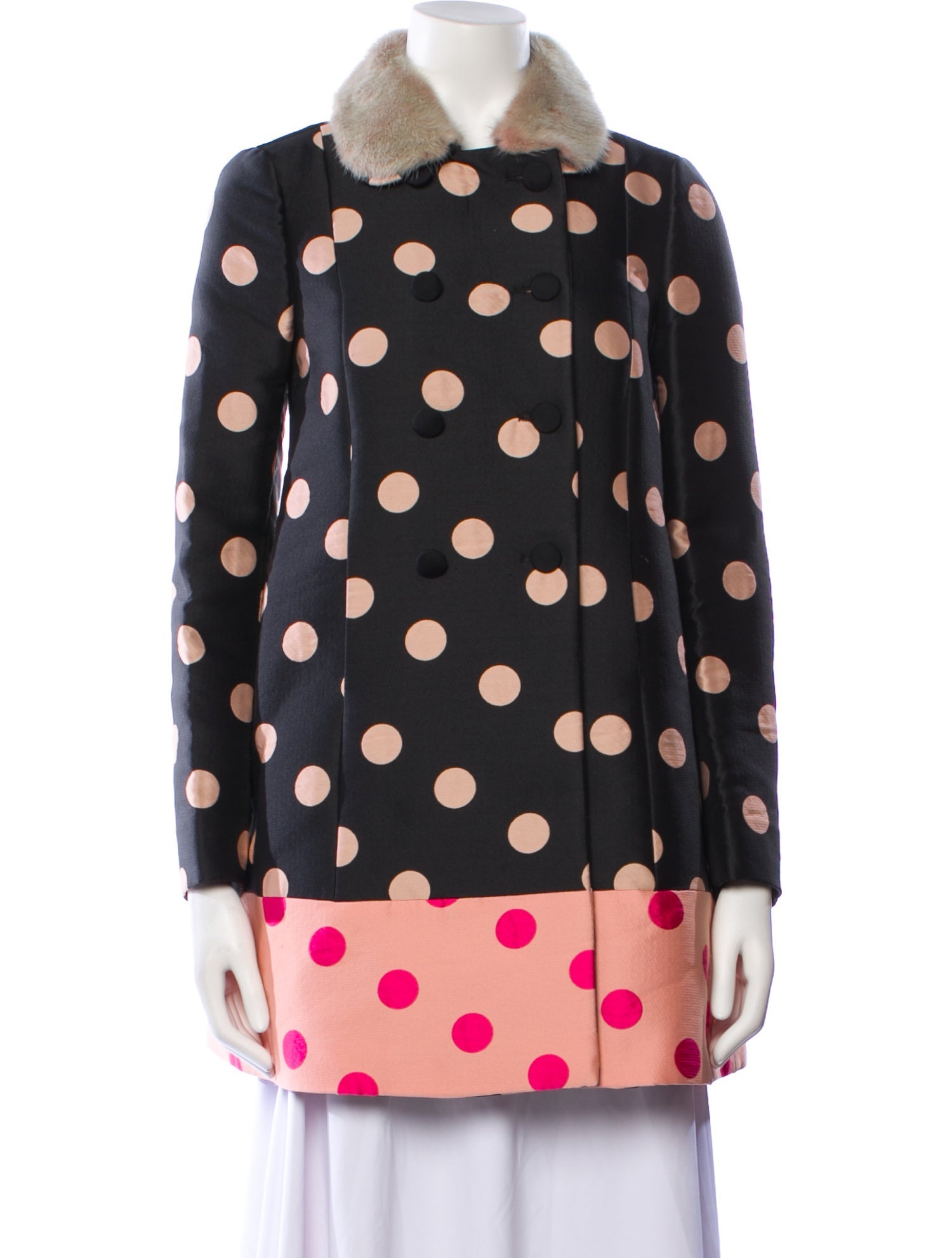 Red Valentino Polka Dot Print Faux Fur Jacket