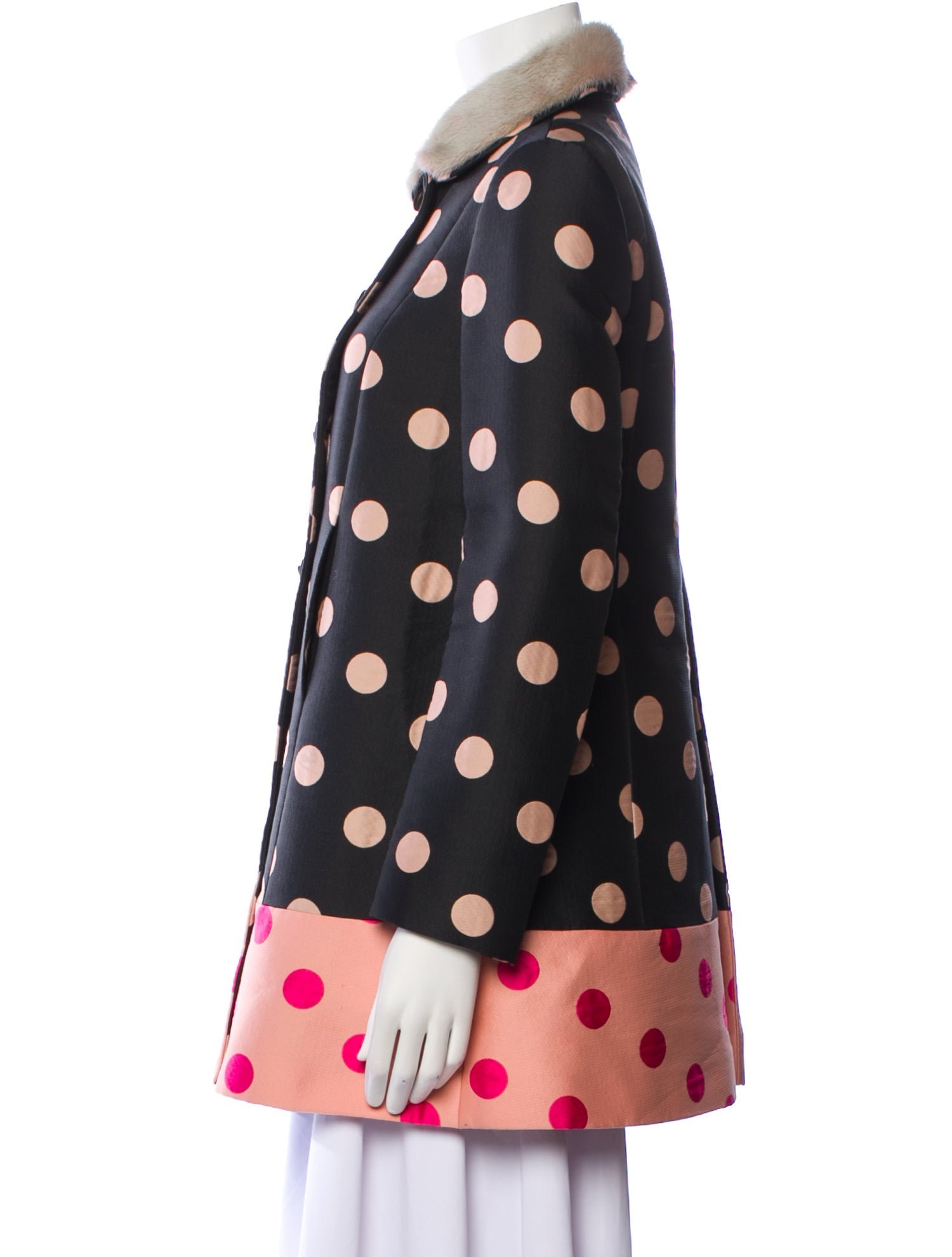 Red Valentino Polka Dot Print Faux Fur Jacket