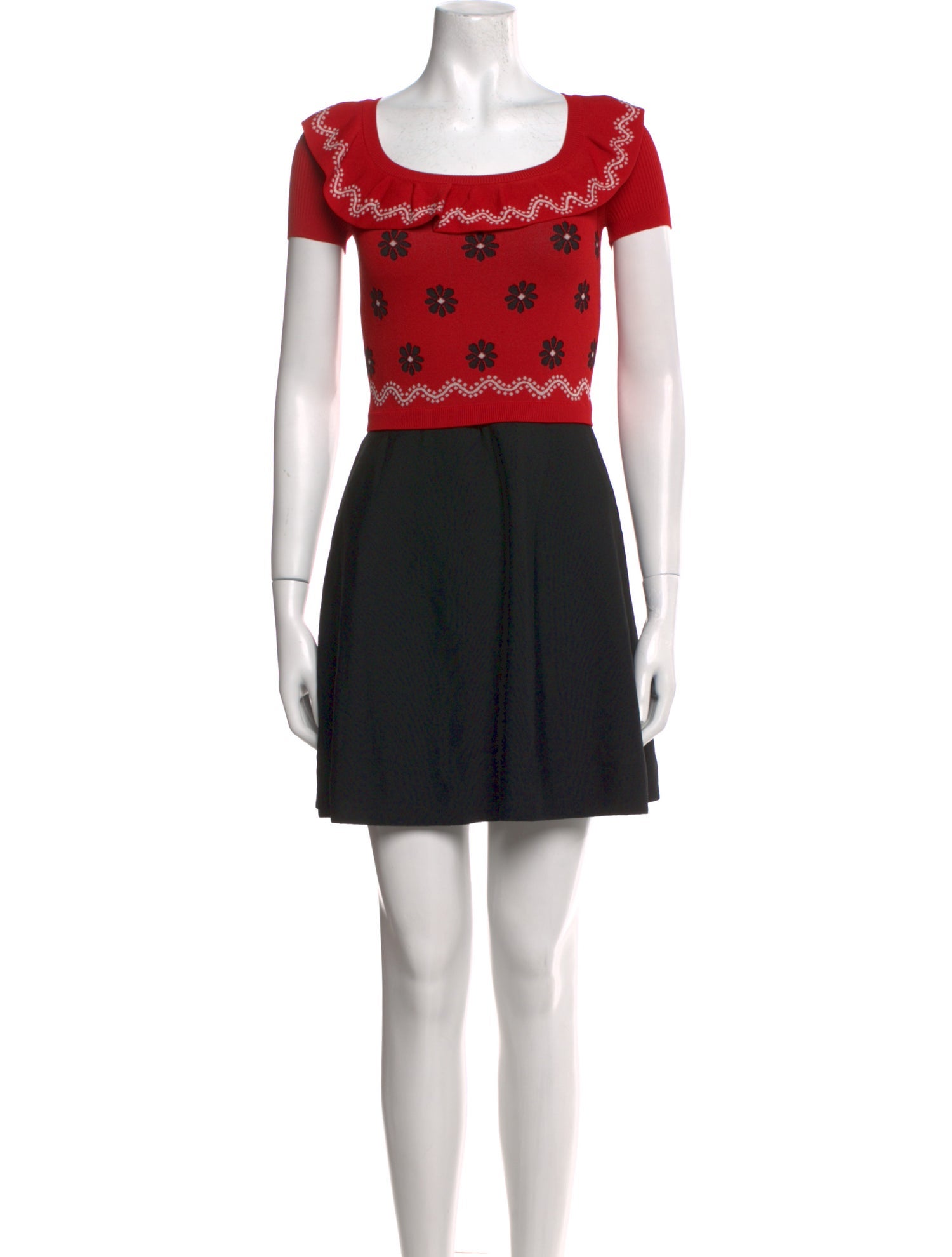 Red Valentino Colorblock Pattern Mini Dress