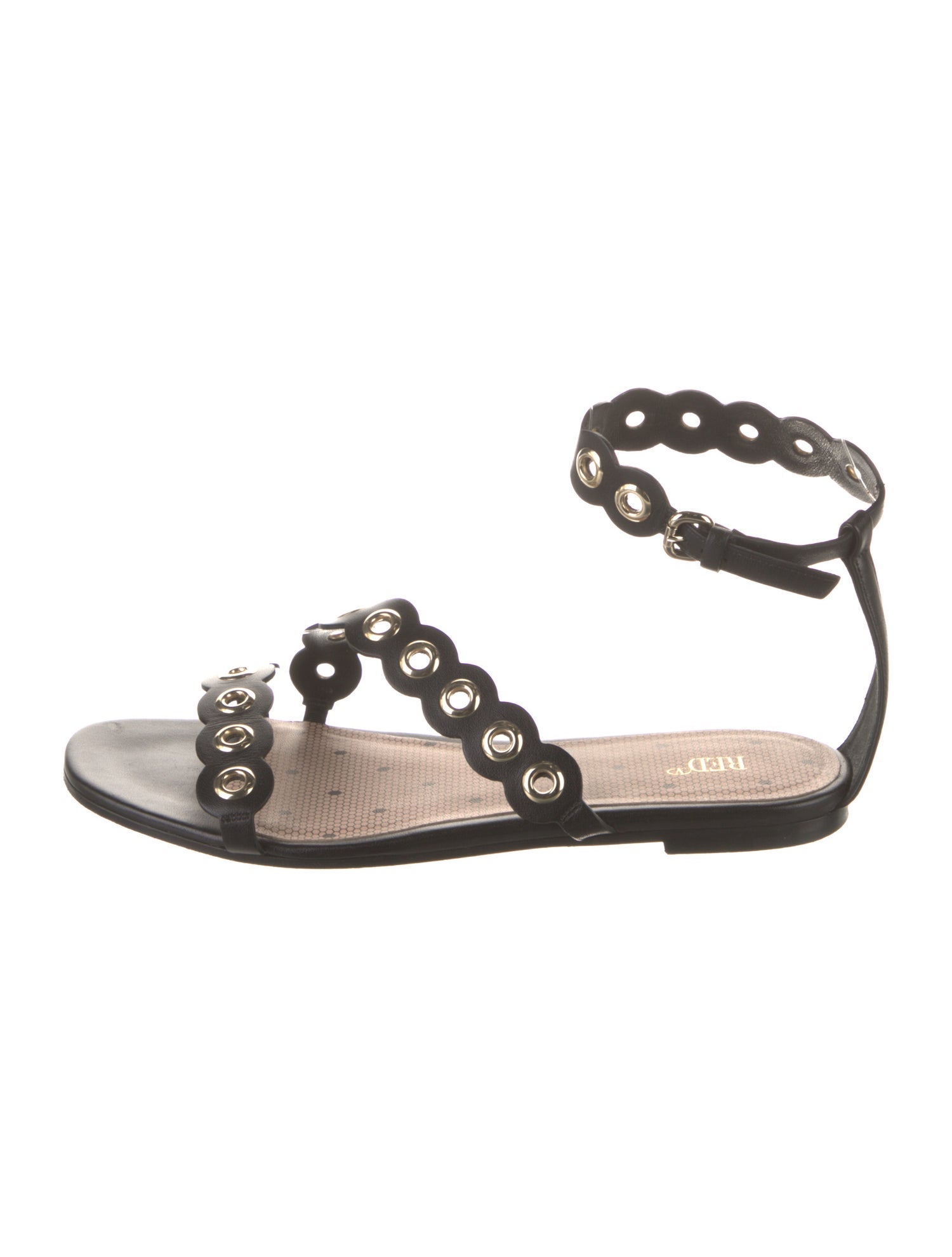 Red Valentino Leather Chain-Link Accents Gladiator Sandals