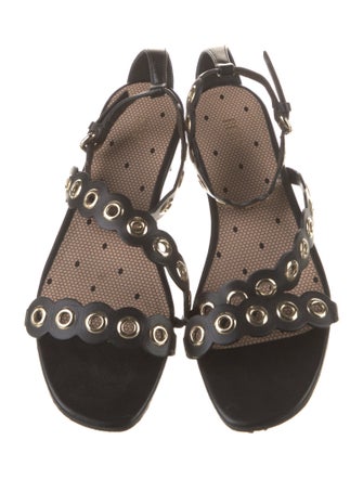 Red Valentino Leather Chain-Link Accents Gladiator Sandals