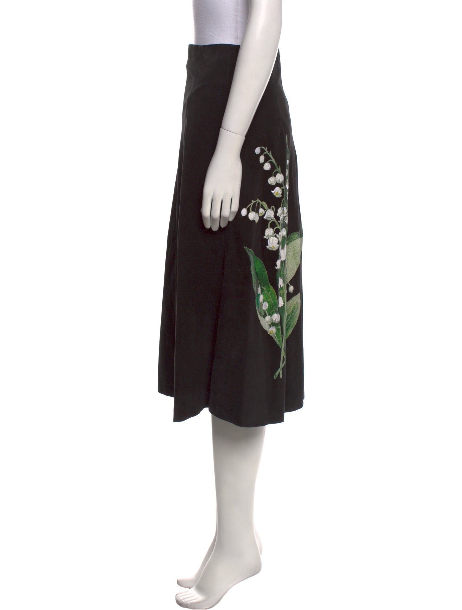 Red Valentino Calf Leather Knee-Length Skirt