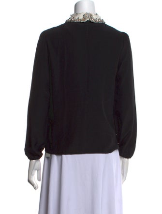 Red Valentino Silk Mock Neck Blouse