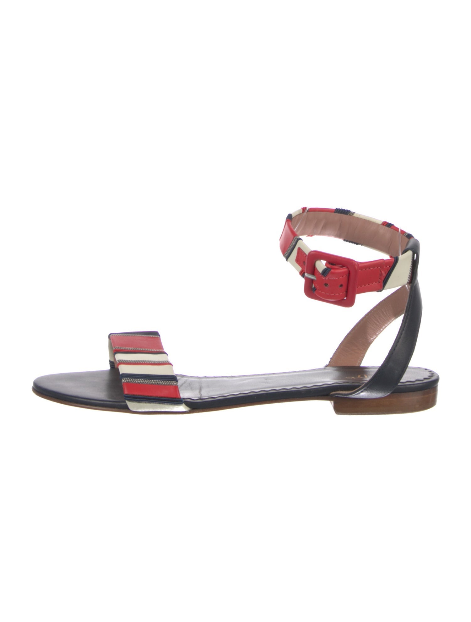 Red Valentino Leather Striped Sandals