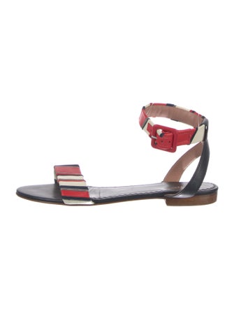 Red Valentino Leather Striped Sandals