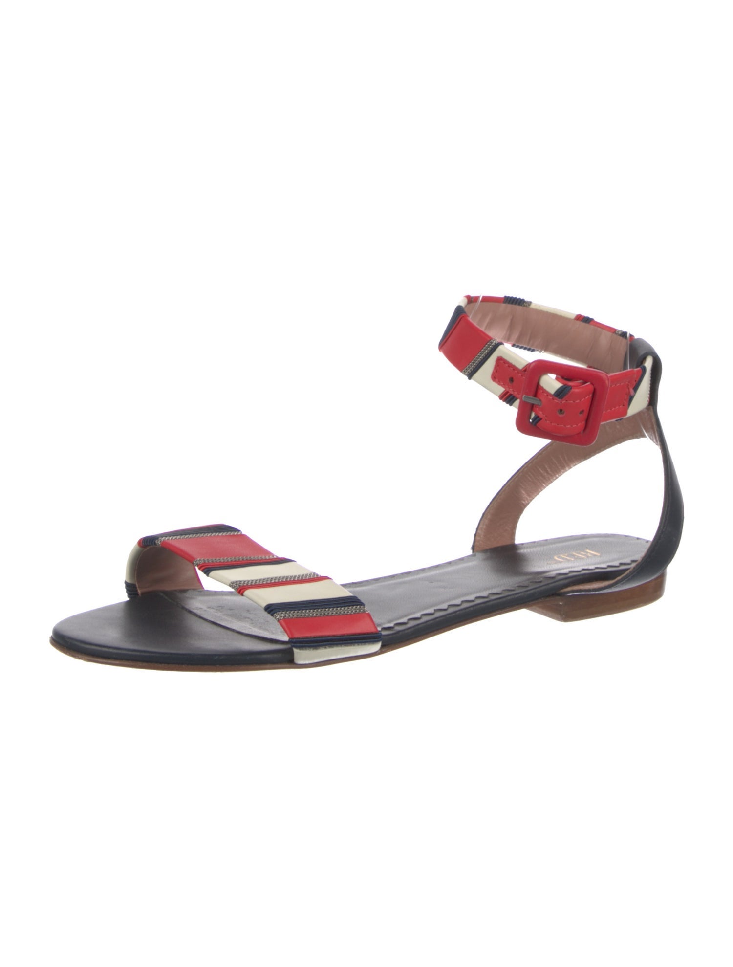 Red Valentino Leather Striped Sandals