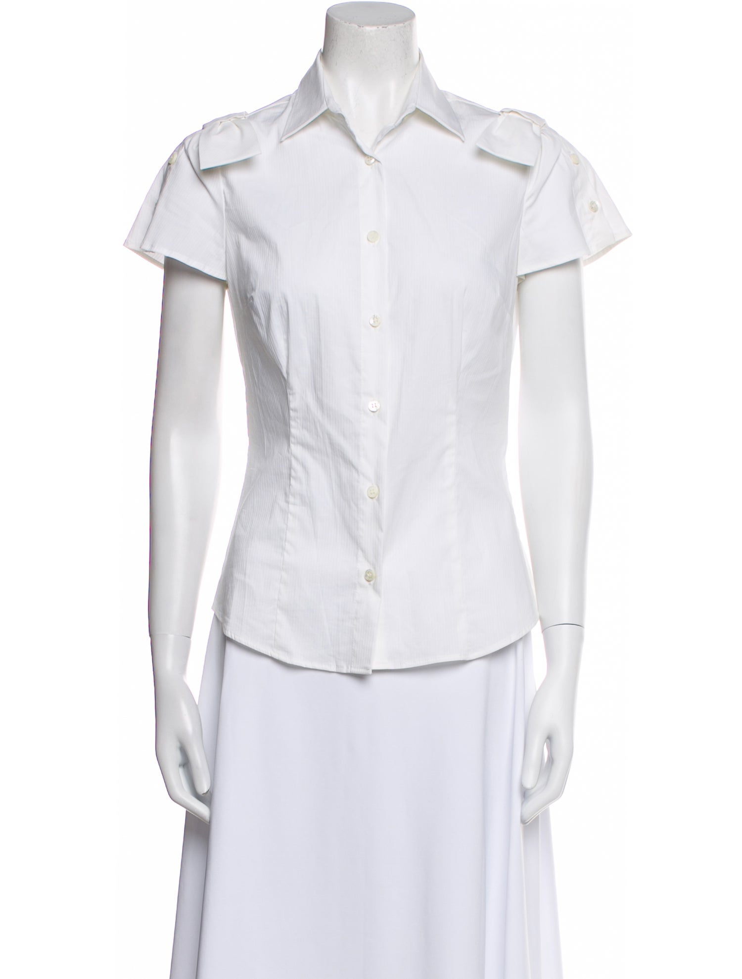 Red Valentino Short Sleeve Button-Up Top