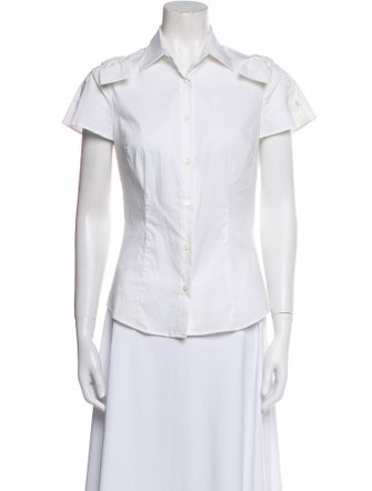 Red Valentino Short Sleeve Button-Up Top