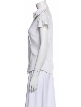 Red Valentino Short Sleeve Button-Up Top