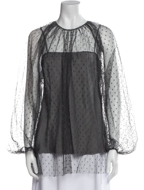 Red Valentino Lace Pattern Crew Neck Blouse