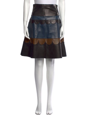 Red Valentino Lamb Leather Knee-Length Skirt